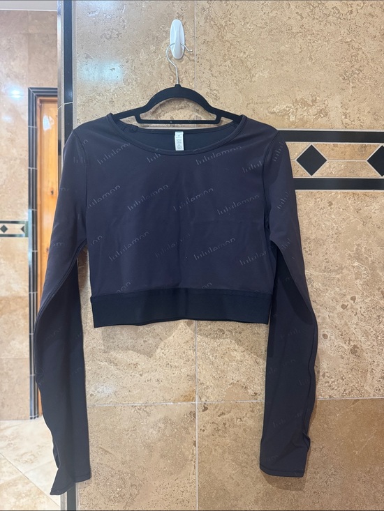 lululemon athletica Tops - lululemon  Black Cropped Long-Sleeve Top with Subtle Logo